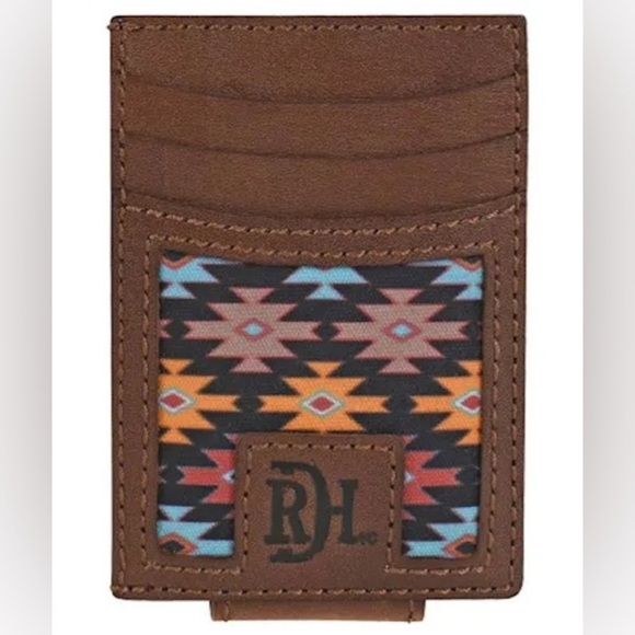 Red Dirt Hat Co Mens Leather Card Case Southwest Canvas - Picture 3 of 8